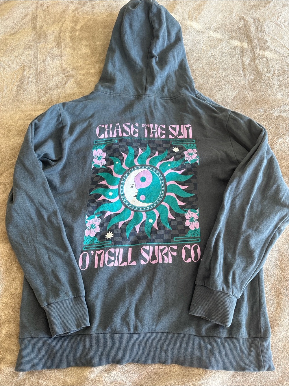 O'Neill Slate Blue Pullover Hoodie with Sun Graphic